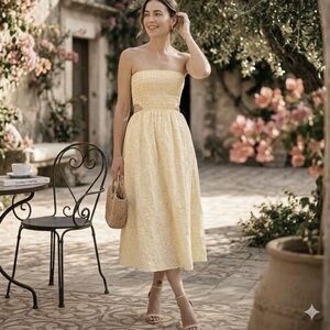 Lord & Taylor LENA Sleeveless Smocked Floral Midi Dress Medium NWOT